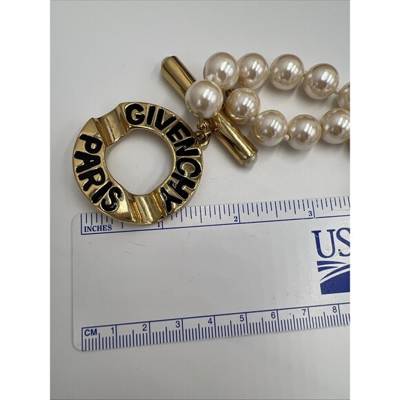 Vintage Givenchy Paris Chunky Faux Pearl Gold Tone Runway 80's Necklace Knotted - Picture 9 of 9
